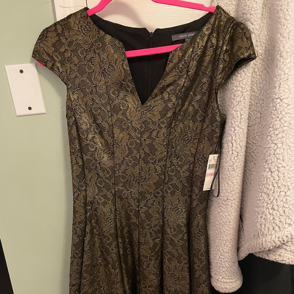 Gold & Black lace dress with pockets